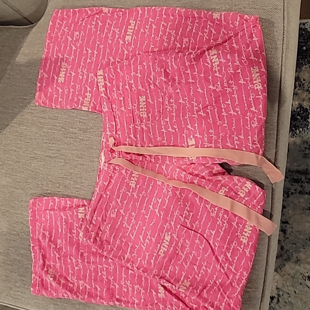 PINK Victoria's Secret Logo Fannel Pajama Pants Size Medium